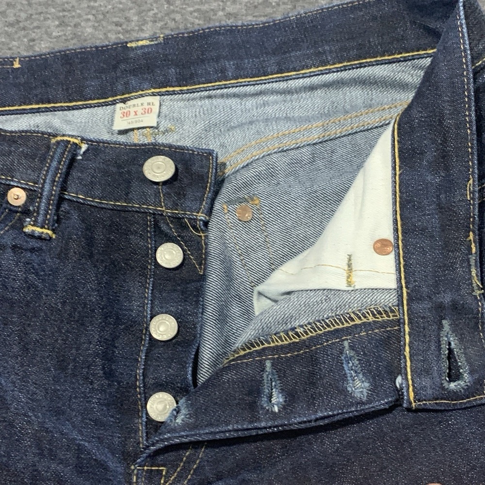 Double RL Men's Slim Fit American Woven SELVEDGE Denim Jeans Button Fly- 30x30 - Picture 7 of 15